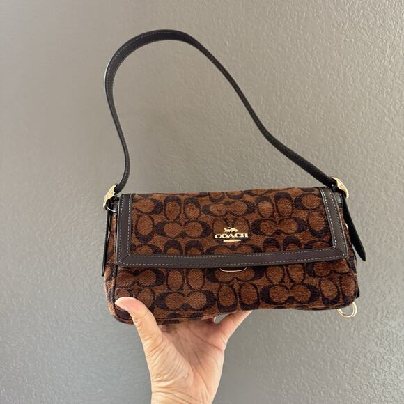 Coach Etta Small Flap Shoulder Bag in Signature Chenille CCV65 Fall Release - Picture 1 of 11